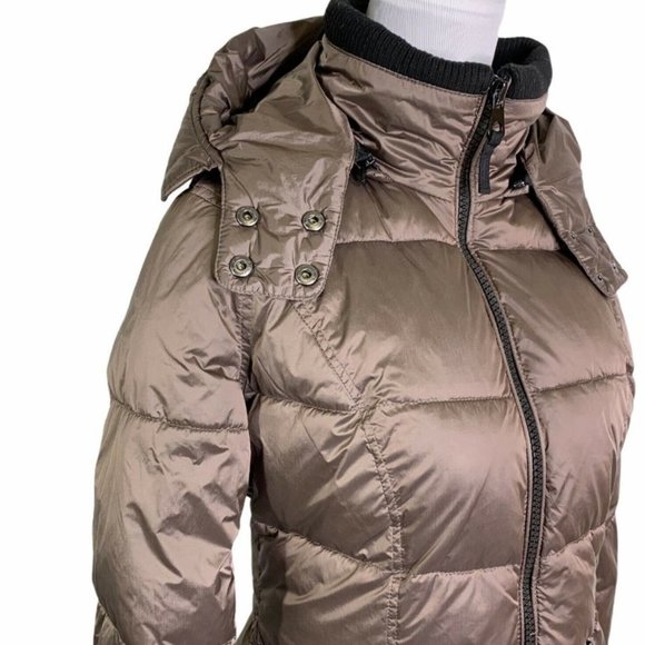 New HALITECH Down Filled Quilted Taupe Hooded Jacket XXL - Picture 7 of 15